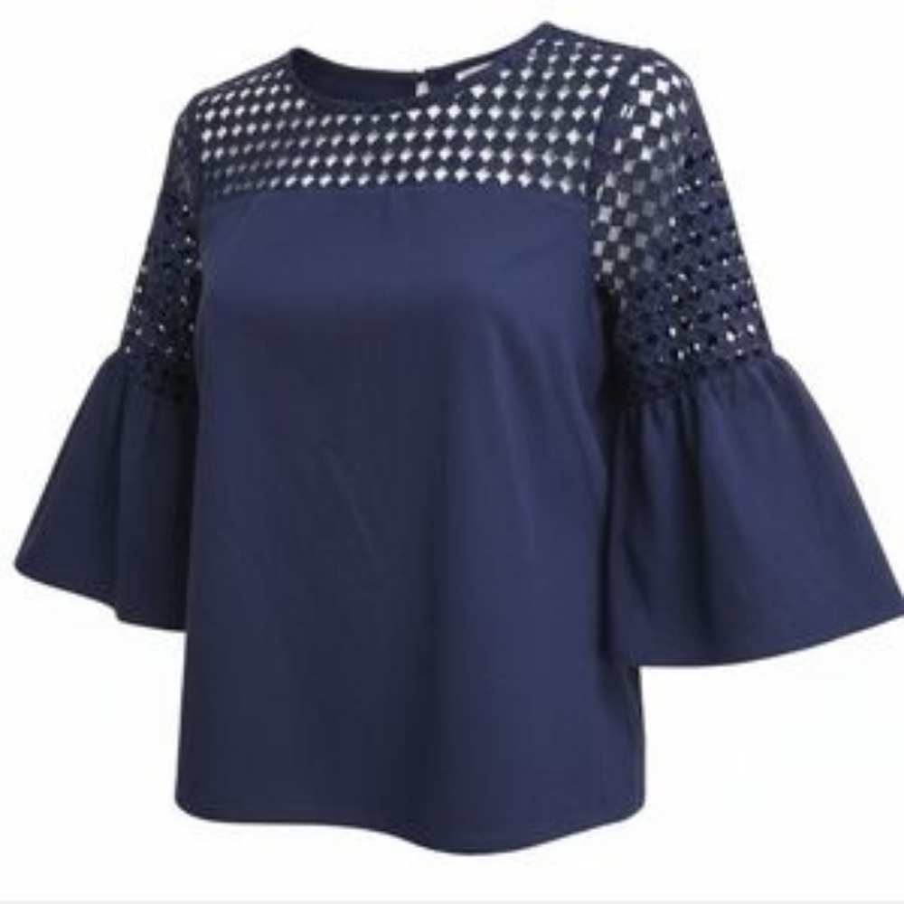 Chico's NWT Dark Denim Mix 3/4 Sleeve Top 4/XXL